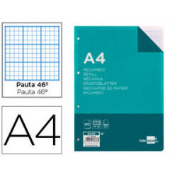 RECAMBIO LIDERPAPEL A4 100 HOJAS 100G/M2 RAYADO N? 46 4 TALADROS