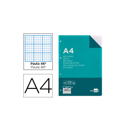 RECAMBIO LIDERPAPEL A4 100 HOJAS 100G/M2 RAYADO N? 46 4 TALADROS