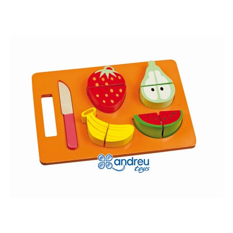 JUEGO ANDREUTOYS BANDEJA FRUTAS PARA CORTAR 21,4X15X3 CM