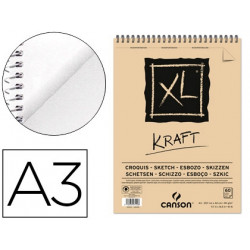 BLOC DIBUJO ESBOZO CANSON XL KRAFT DIN A3 KRAFT RAYADO BEIGE ESPIRAL 29,7X42 CM 60 HOJAS 90 GR/M2