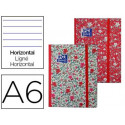 LIBRETA OXFORD TAPA EXTRADURA DIN A6 80 H HORIZONTAL FLORAL CON GOMILLA