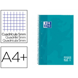 CUADERNO ESPIRAL OXFORD EBOOK 1 TAPA EXTRADURA DIN A4+ 80 H CUADRICULA 5 MM AQUA INTENSO TOUCH