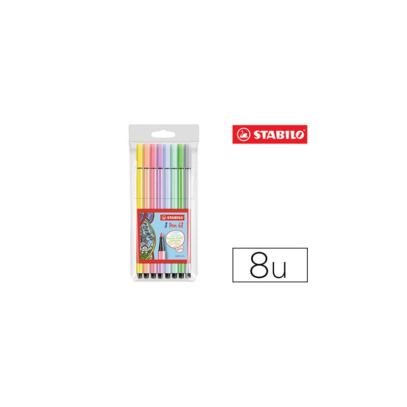 ROTULADOR STABILO ACUARELABLE PEN 68 ESTUCHE DE 8 COLORES SURTIDOS PASTEL