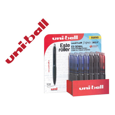 BOLIGRAFO UNI-BALL ROLLER UMN-307 RETRACTIL TINTA GEL 0,7 MM EXPOSITOR DE 36 UNIDADES COLORES SURTID