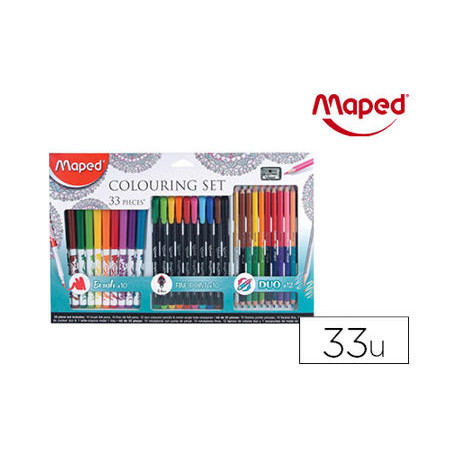 SET DE DIBUJO MAPED MANDALAS 33 PIEZAS COLORES SURTIDOS