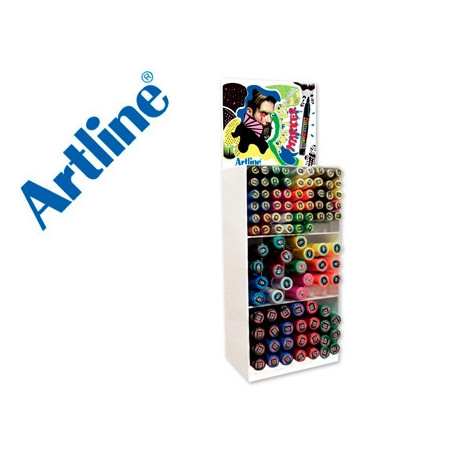 EXPOSITOR ARTLINE POSTER MARKER 96 UNIDADES COLORES SURTIDOS 51 UDS 2 MM / 33 UDS 6 MM / 12 UDS 12 M