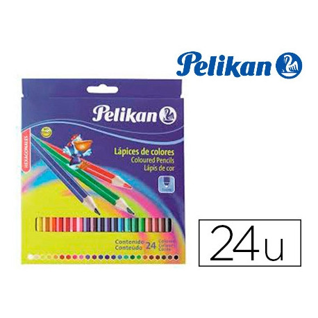 LAPICES DE COLORES PELIKAN HEXAGONALES CAJA DE 24 COLORES SURTIDOS