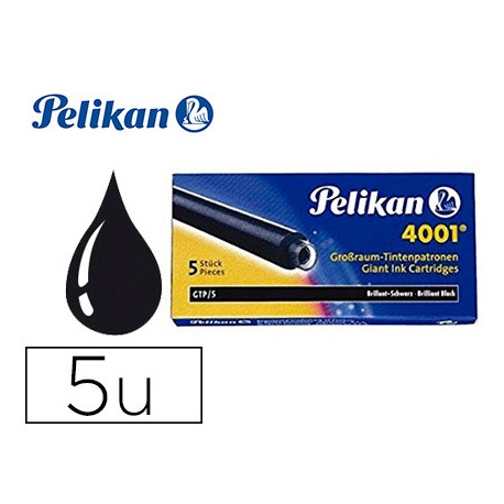 TINTA ESTILOGRAFICA PELIKAN GTP/5 NEGRO CAJA DE 5 CARTUCHOS