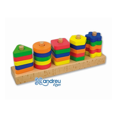 JUEGO ANDREUTOYS MANIPULACION 25 PIEZAS GEOMETRICAS + 12 PLANTILLAS DOBLE CARA 32,8X19,2X7,1 CM