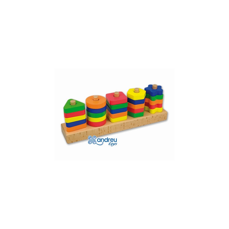 JUEGO ANDREUTOYS MANIPULACION 25 PIEZAS GEOMETRICAS + 12 PLANTILLAS DOBLE CARA 32,8X19,2X7,1 CM