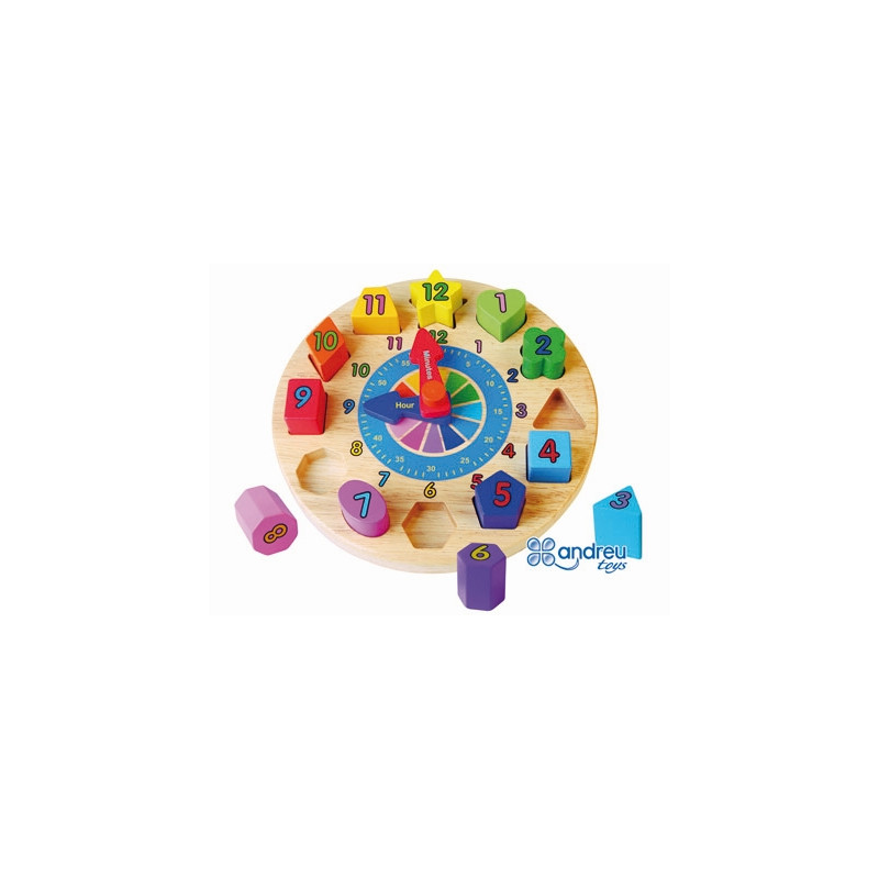 PUZZLE ANDREUTOYS RELOJ MADERA FIGURAS GEOMETRICAS 22X4 CM