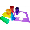 JUEGO PLANTILLAS 3D HENBEA PLASTICO FLEXIBLE FORMAS GEOMETRICAS COLORES TRANSLUCIDOS 35X35 CM SET CO