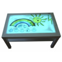 MESA CON LUZ HENBEA MADERA DE HAYA SUPERFICIE METACRILATO BLANCO Y LUCES LED 90X55X45 CM