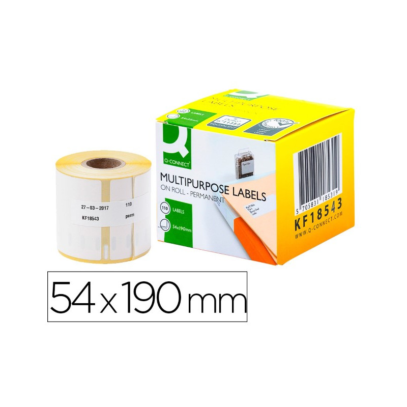 ETIQUETA ADHESIVA Q-CONNECT KF18543 COMPATIBLE DYMO 99019 TAMA?O 54X190 MM CAJA CON 110 ETIQUETAS