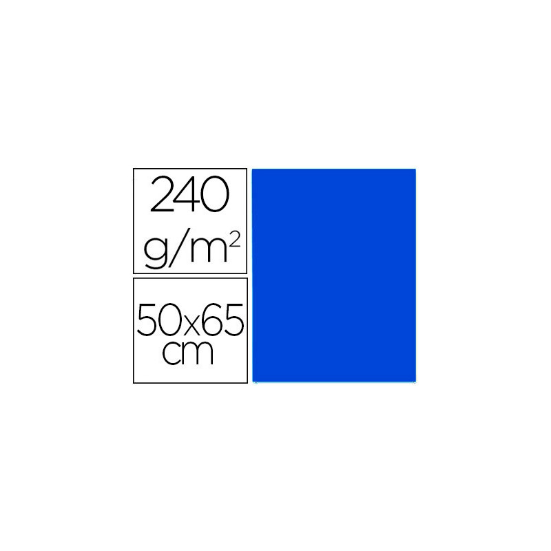 CARTULINA LIDERPAPEL 50X65 CM 240G/M2 AZUL ZAFIRO PAQUETE DE 25 HOJAS