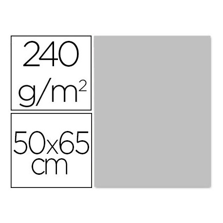 CARTULINA LIDERPAPEL 50X65 CM 240G/M2 GRIS PAQUETE DE 25 HOJAS