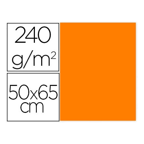 CARTULINA LIDERPAPEL 50X65 CM 240G/M2 NARANJA PAQUETE DE 25 HOJAS