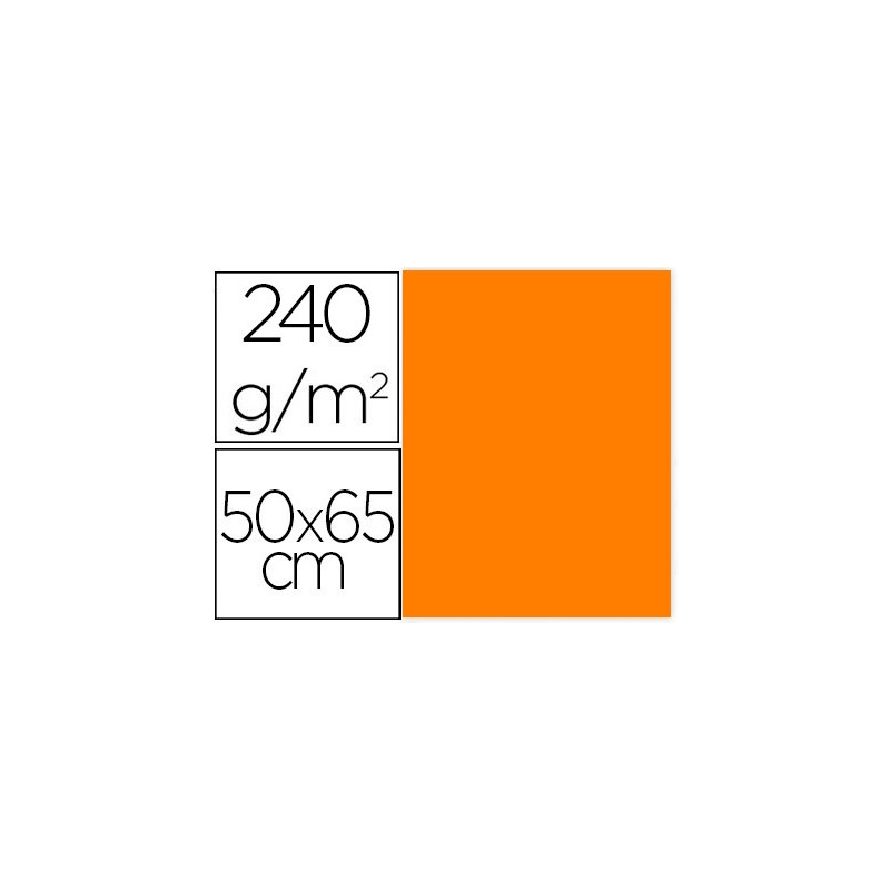 CARTULINA LIDERPAPEL 50X65 CM 240G/M2 NARANJA PAQUETE DE 25 HOJAS