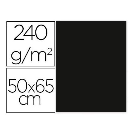 CARTULINA LIDERPAPEL 50X65 CM 240G/M2 NEGRO PAQUETE DE 25 HOJAS