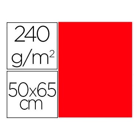 CARTULINA LIDERPAPEL 50X65 CM 240G/M2 ROJO PAQUETE DE 25 HOJAS