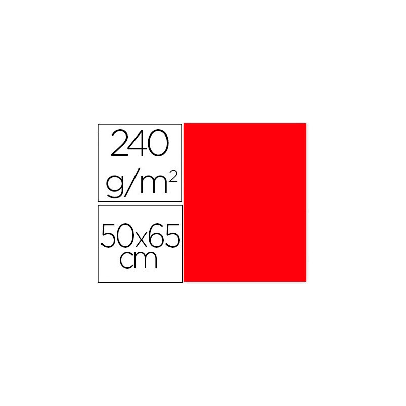 CARTULINA LIDERPAPEL 50X65 CM 240G/M2 ROJO PAQUETE DE 25 HOJAS