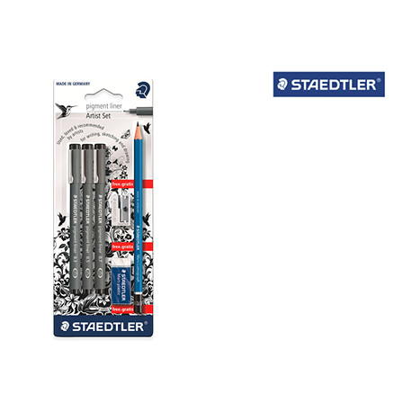 ROTULADOR STAEDTLER CALIBRADO MICROMETRICO 308 NEGRO BLISTER DE 3 UND + GOMA LAPIZ Y SACAPUNTAS DE R