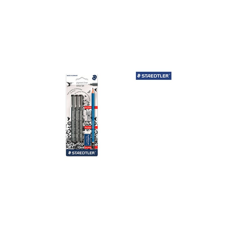 ROTULADOR STAEDTLER CALIBRADO MICROMETRICO 308 NEGRO BLISTER DE 3 UND + GOMA LAPIZ Y SACAPUNTAS DE R