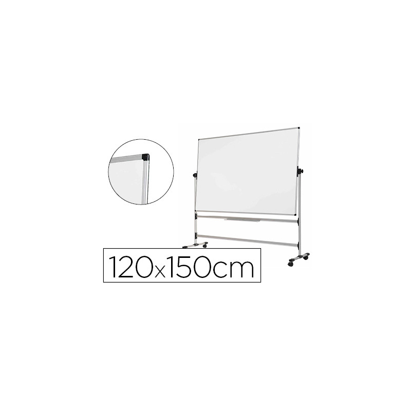 PIZARRA BLANCA BI-OFFICE BLANCA DE ACERO VITRIFRICADO VOLTEABLE DOBLE CARA 120X150 CM