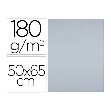 CARTULINA LIDERPAPEL 50X65 CM 180 GR GRIS PAQUETE DE 25 HOJAS