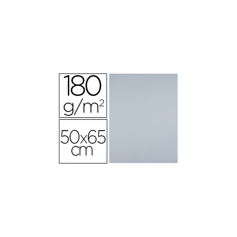 CARTULINA LIDERPAPEL 50X65 CM 180 GR GRIS PAQUETE DE 25 HOJAS