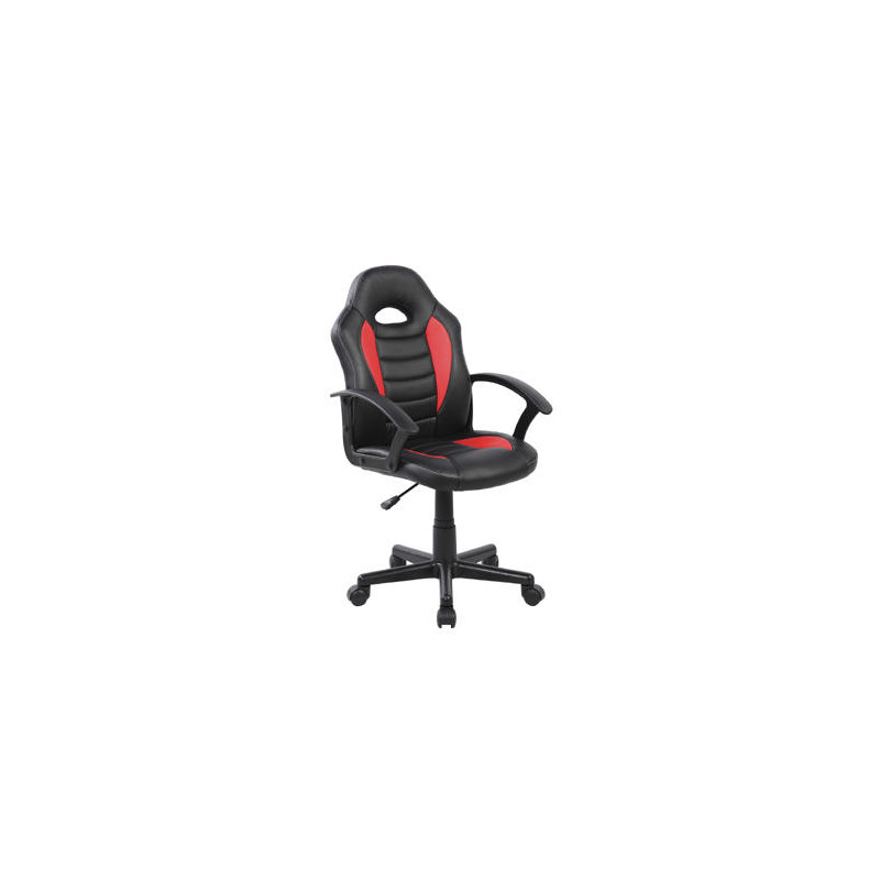 SILLA ROCADA GAMING CON BRAZOS FIJOS BASE NYLON CON RUEDAS SIMILPIEL NEGRO/ROJO 435X430X880-995 MM