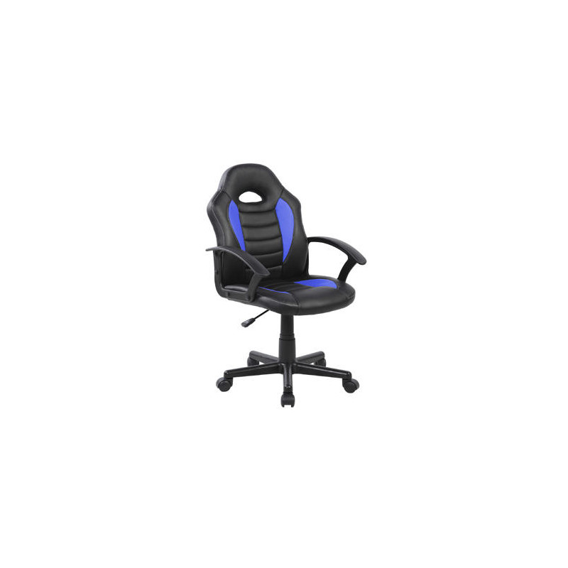 SILLA ROCADA GAMING CON BRAZOS FIJOS BASE NYLON CON RUEDAS SIMILPIEL NEGRO/AZUL 435X430X880-995 MM