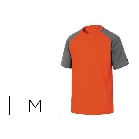 CAMISETA DE ALGODON DELTAPLUS COLOR GRIS/NARANJA TALLA M