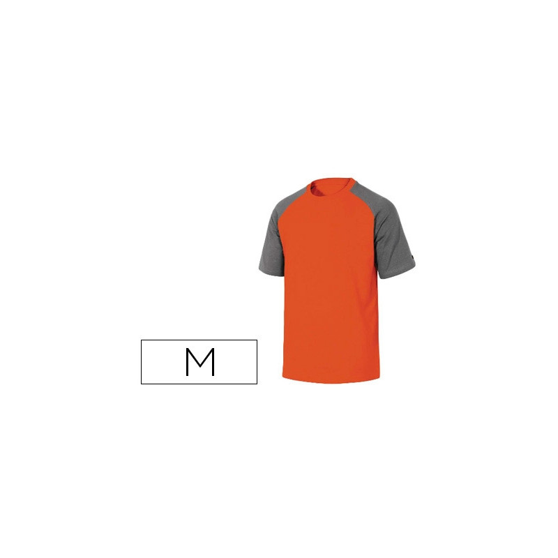 CAMISETA DE ALGODON DELTAPLUS COLOR GRIS/NARANJA TALLA M