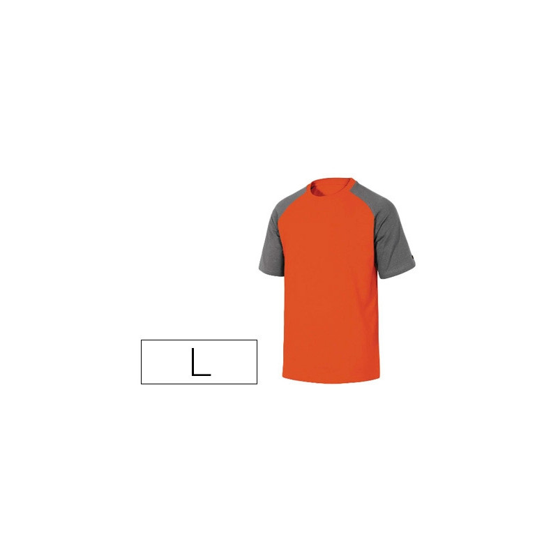 CAMISETA DE ALGODON DELTAPLUS COLOR GRIS/NARANJA TALLA L