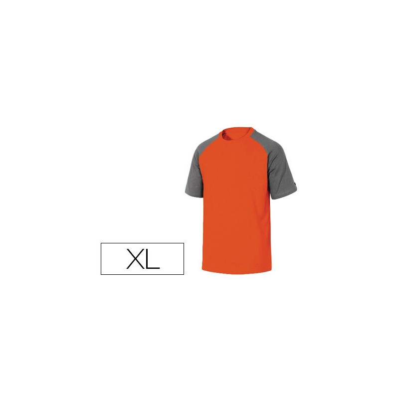 CAMISETA DE ALGODON DELTAPLUS COLOR GRIS/NARANJA TALLA XL