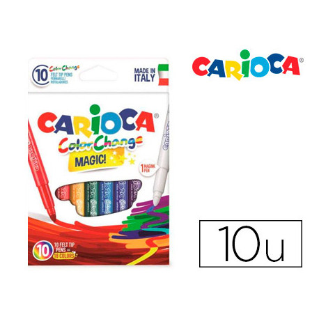 ROTULADOR CARIOCA CAMBIA COLOR TINTA MAGICA CAJA DE 10 UNIDADES COLORES SURTIDOS