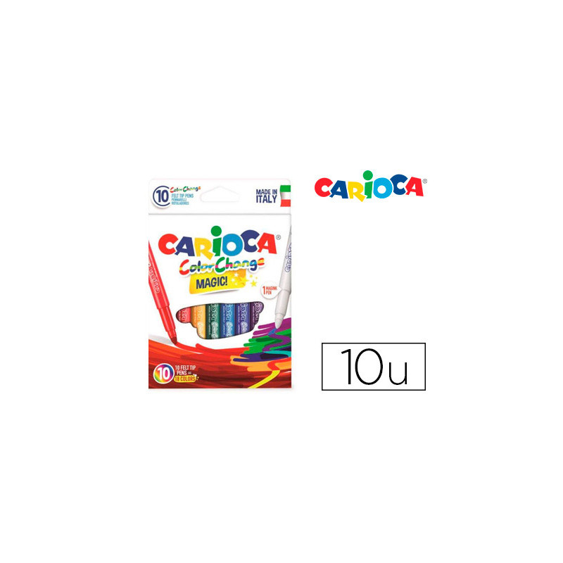 ROTULADOR CARIOCA CAMBIA COLOR TINTA MAGICA CAJA DE 10 UNIDADES COLORES SURTIDOS