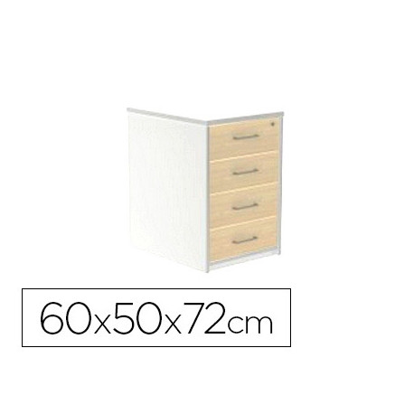 CAJONERA ROCADA CON CUATRO CAJONES SERIE STORE 60X50X72 CM ACABADO AW04 BLANCO/BLANCO