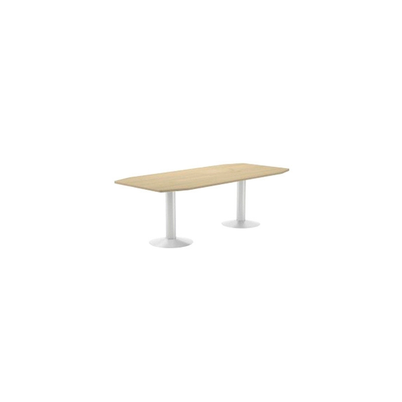 MESA DE REUNION ROCADA MEETING 3003ATW02 ESTRUCTURA COLUMNA DOBLE ACERO BLANCO TABLERO MADERA GRIS