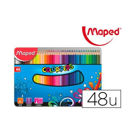 LAPICES DE COLORES MAPED COLOR PEPS CAJA METALICA DE 48 LAPICES COLORES SURTIDOS