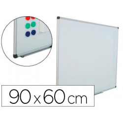 PIZARRA BLANCA ROCADA ACERO VITRIFICADO MAGNETICO MARCO ALUMINIO Y CANTONERAS PVC 90X60 CM INCLUYE B