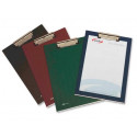 PORTANOTAS PARDO CARTON FORRADO PVC FOLIO CON PINZA METALICA BURDEOS