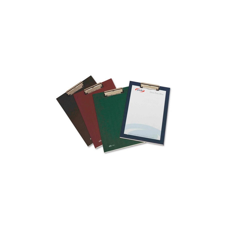 PORTANOTAS PARDO CARTON FORRADO PVC FOLIO CON PINZA METALICA BURDEOS