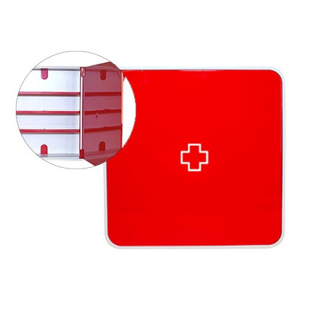 BOTIQUIN PAPERFLOW PLASTICO 3 ESTANTES PARA MEDICINAS 320X70X320 MM ROJO