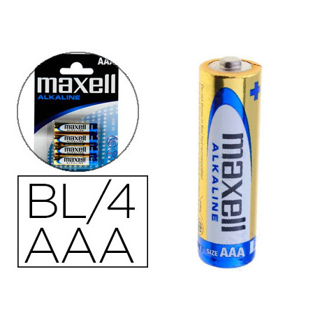 PILA MAXELL ALCALINA 1.5 V TIPO AAA LR03 BLISTER DE 4 UNIDADES