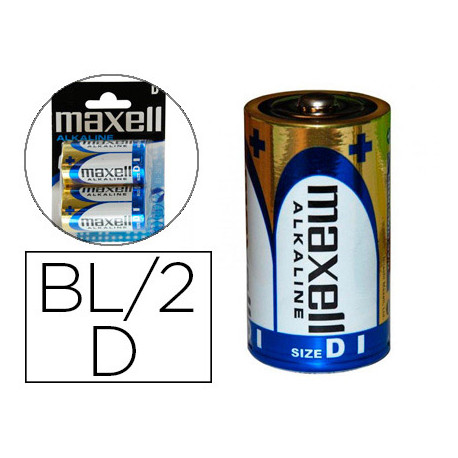 PILA MAXELL ALCALINA 1.5V TIPO D LR20 BLISTER DE 2 UNIDADES