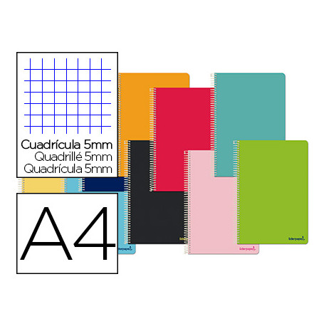 CUADERNO ESPIRAL LIDERPAPEL A4 MICRO SMART TAPA BLANDA 80H60GR CUADRO 5MM DOBLE MARGEN 4 TALADROS CO