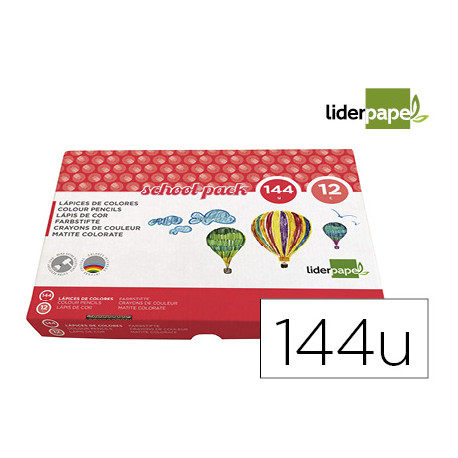 LAPICES DE COLORES LIDERPAPEL SCHOOL PACK DE 144 UNIDADES 12 COLORES X 12 UNIDADES