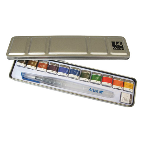 ACUARELA ARTIST START CAJA METAL 12 COLORES SURTIDOS + PINCEL RELLENABLE